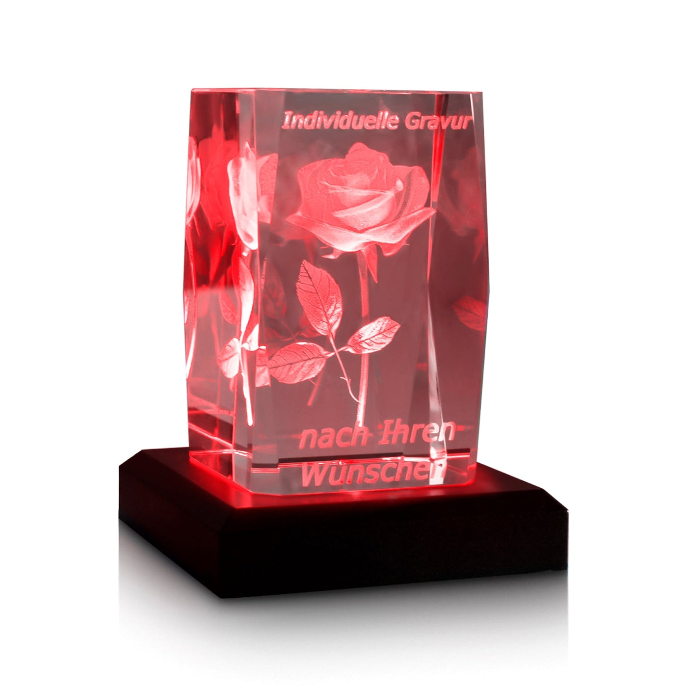 Kristallglas 3D Rose mit Wunschgravur