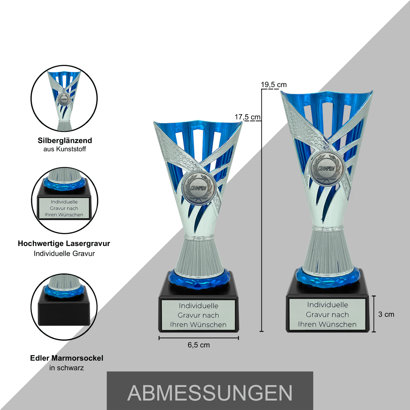 Pokal mit Wunschtext & Emblem | Helsinki Cup Silber | 2 Größen