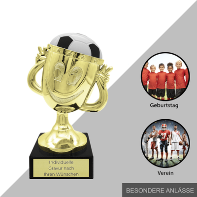 Fußball Pokal Gold mit Wunschtext 12cm