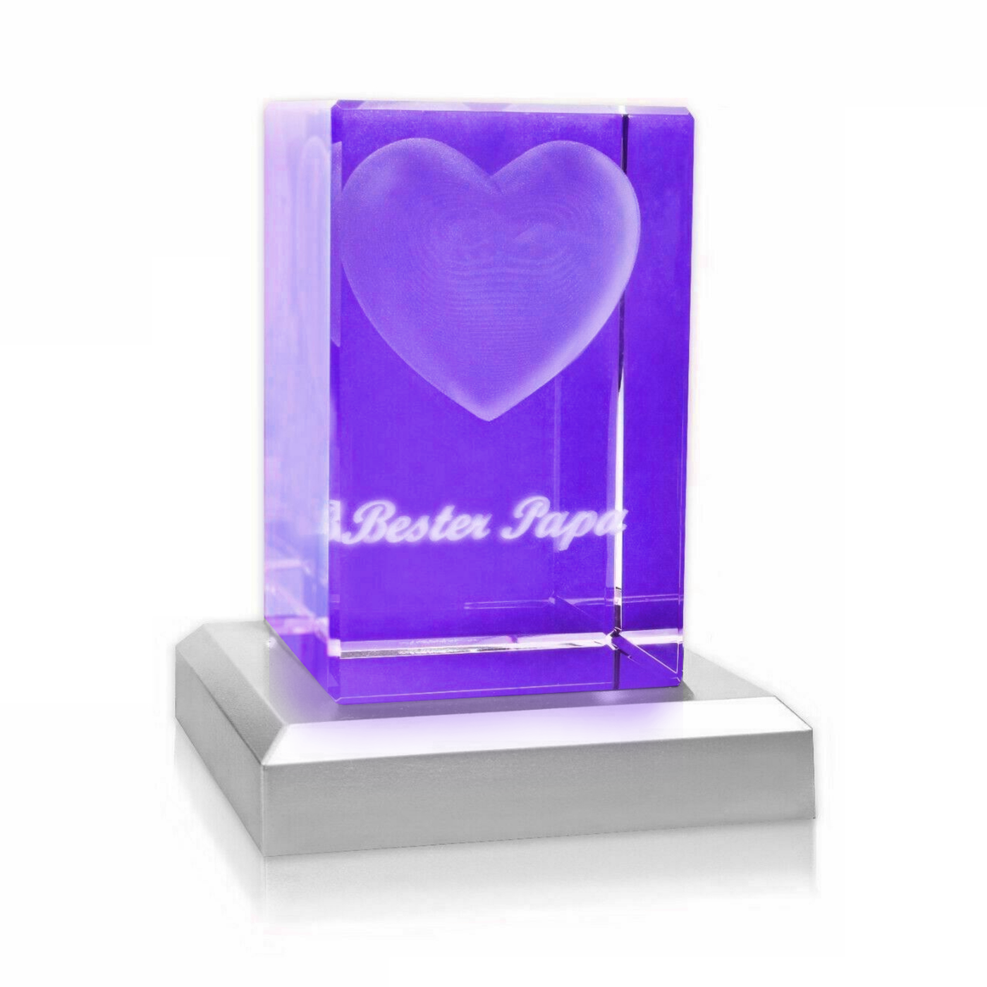 Kristallglas 3D Herz mit Gravur Bester Papa