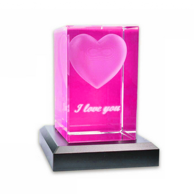 Kristallglas 3D Herz mit Gravur I love you